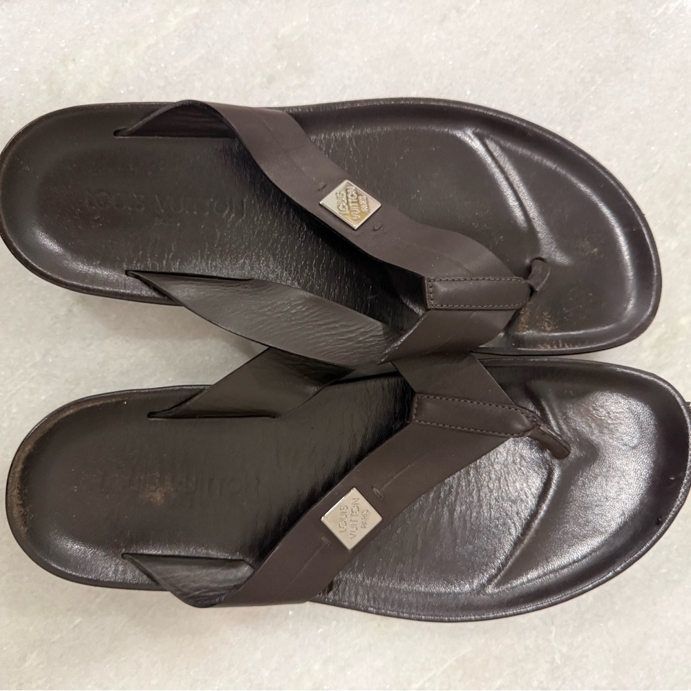 Louis Vuitton Dark Brown Leather Sandals